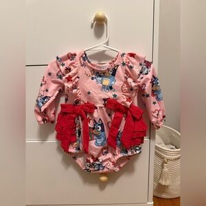 Rylee Faith Designs Bluey Christmas long sleeve romper